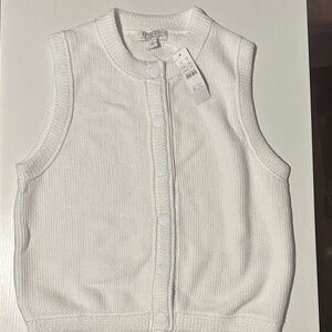 J. Crew Women's Cream Button-Up Sweater Vest